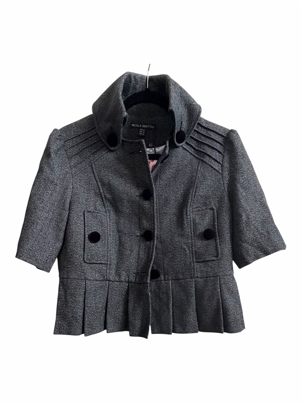 Nicola Berthier Metallic Gray Crop Cardigan